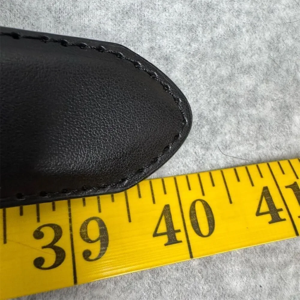 Men's Black Braided Leather Belt with Silver Buckle Size 40